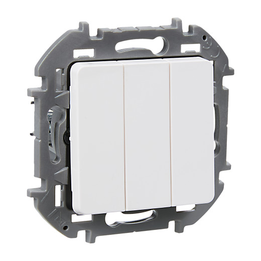 Выключатель трёхклавишный - Legrand/Daccord Inspiria - 10АХ 250В винтовые зажимы - белый