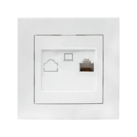 EKF PROxima Валенсия розетка компьютерная RJ-45 1-местная белая.