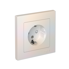 Systeme Electric AtlasDesign Жемчуг Розетка с/з со шторками, 16А, в сборе