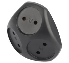 ЭРА Разветвитель электрический SPx-3-B на 3 розетки без заземления 10А черный