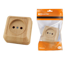 TDM Розетка 2П открытой установки IP20 10А 250В (керамика) сосна 