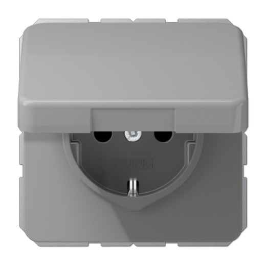 Штепсельная розетка SCHUKO 16A 250V~ с защитой от детей, влагозащищенная, серая