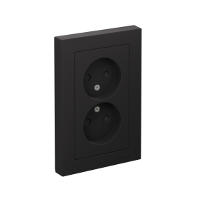 Systeme Electric AtlasDesign Карбон Розетка б/з двойная, со шторками,16А, в сборе