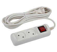 ЭРА Удлинитель электрический  U-2s-1,5m-2x1 без заземления c выключателем 2 розетки 1,5м ПВС 2x1мм2 10А