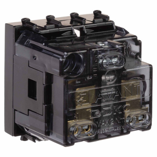 Розетка модульная, 2P+E, с з/ш, Avanti, черный квадрат, 2 модуля