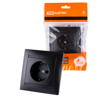 TDM Розетка 2П+З 16А 250В с защ. шт. графит 