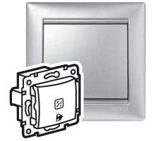 Legrand Valena Алюминий Выключатель кнопочный 1-клавишный 12V с подсв. и символом 