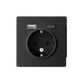 Systeme Electric ArtGallery Карбон Розетка 16А с 2 USB A+C, 5В/2,4А/3,0А, 2х5В/1,5А, механизм