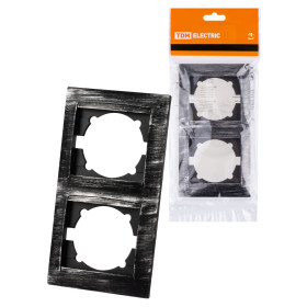 TDM Рамка 2-х постовая вертикальная старинное серебро 