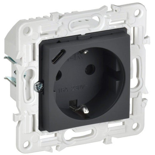 SKANDY Роз. с з/к/ш 16А с USB C 18Вт SK-R17G граф. IEK