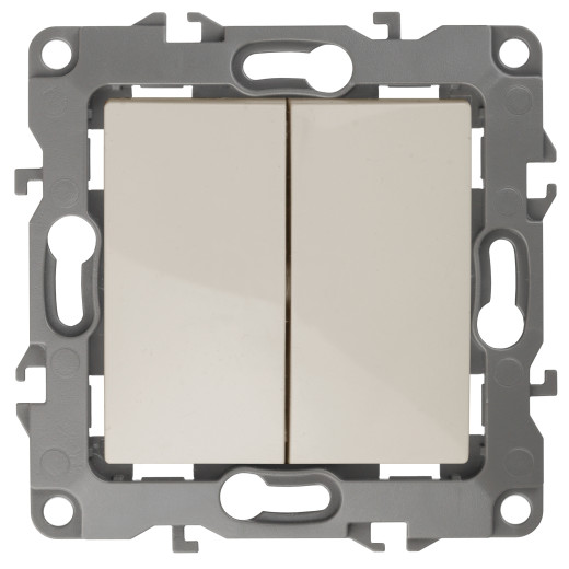 12-1104-02 ЭРА Выключатель двойной, 10АХ-250В, IP20, Эра12, слоновая кость (10/100/3200)