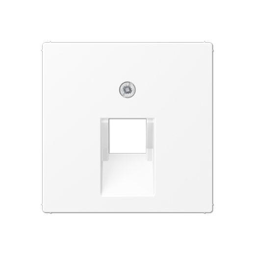 Крышка для одинарных телефонных и компьютерных розеток (UAE), фиксация винтом, термопласт, белый матовый, A500