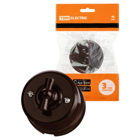 TDM Выключатель поворотный проходной с ручкой (бантик) 10А коричневый «Виви»