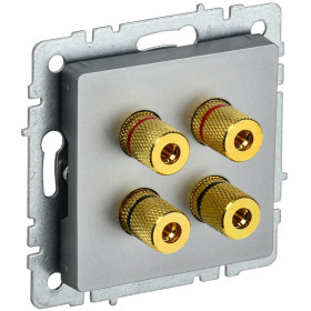 IEK BRITE BASE Сталь Аудиорозетка 4-мест. РА10-БрС