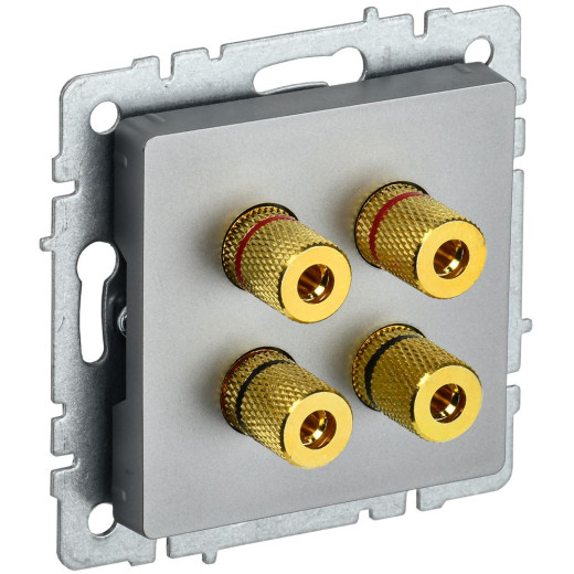 BRITE Аудиорозетка 4-мест. РА10-БрС сталь IEK