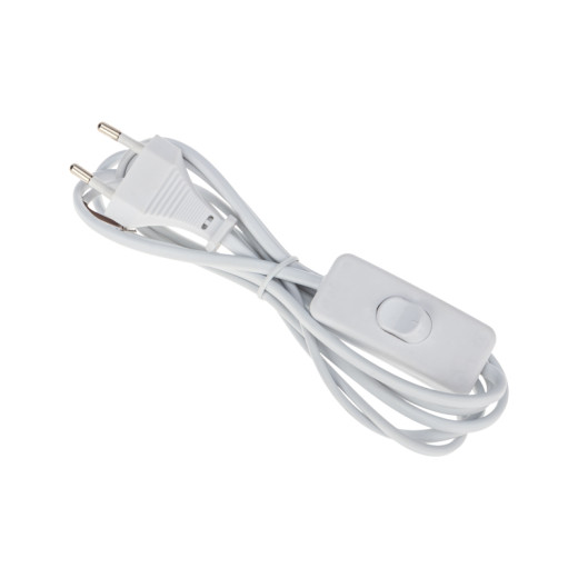 Шнур сетевой с выключателем 2x0,75 мм² 1,8м белый REXANT