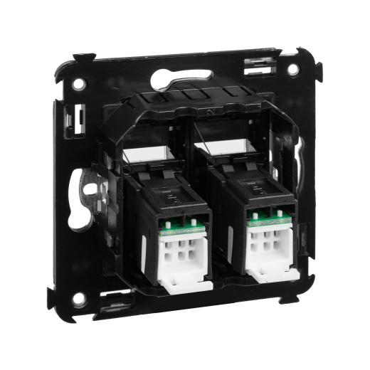 Компьютерная розетка RJ-45 в стену, кат.6 двойная, Avanti, черный матовый