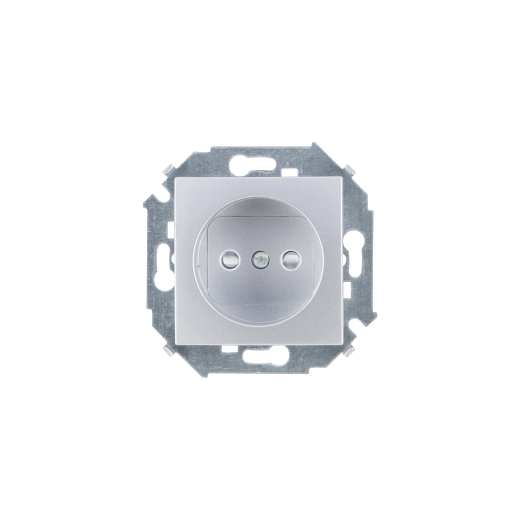 Simon 15 Алюминий Розетка 2P со шторками, 16А, 250В, винт.заж.