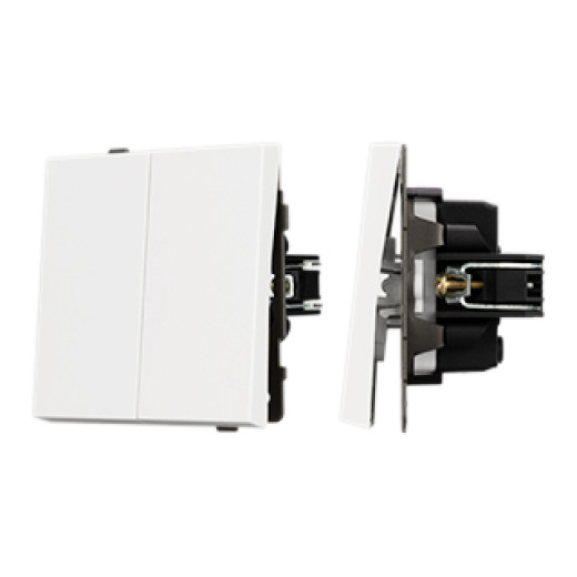 Механизм выключателя двухклавишный непроходной SWT-TENDO-MK02-PL-WH (230V, 10A) (Arlight, Белый)