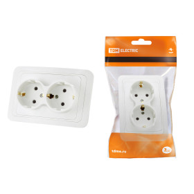 TDM Розетка двойная 2П+З 16А белая 