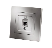 TDM Розетка телефонная RJ11 серебр. металлик 