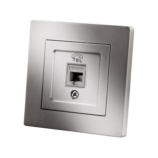 Розетка телефонная RJ11 серебр. металлик 