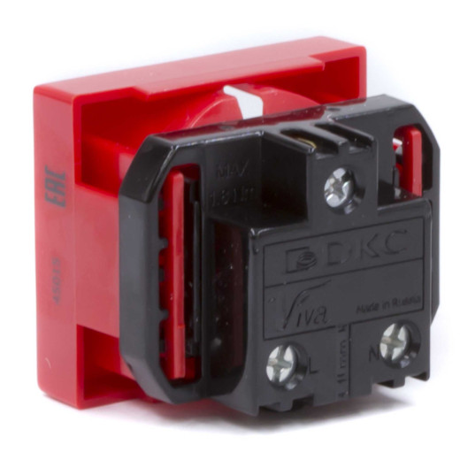 Розетка силовая 2Р+Е, со шторками, Viva, 2 мод., красная