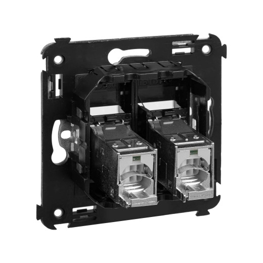 Компьютерная розетка RJ-45 в стену, кат.5e двойная экранированная, Avanti, черный квадрат