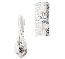 TDM Шнур сетевой с вилкой ПВС 3x0,75мм2 3м с/з белый