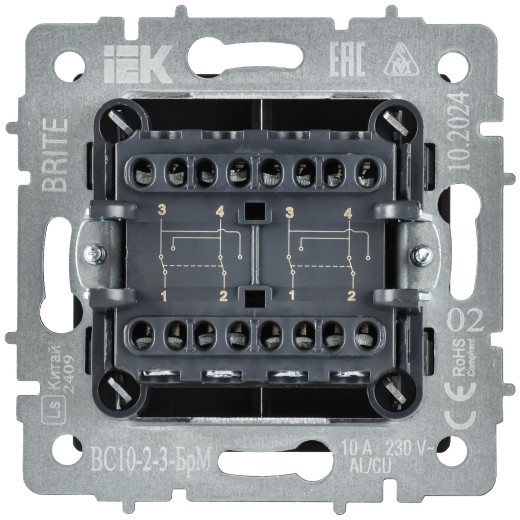 BRITE Выключ. 2-кл. перекр. 10А ВС10-2-3-БрМ мар. IEK