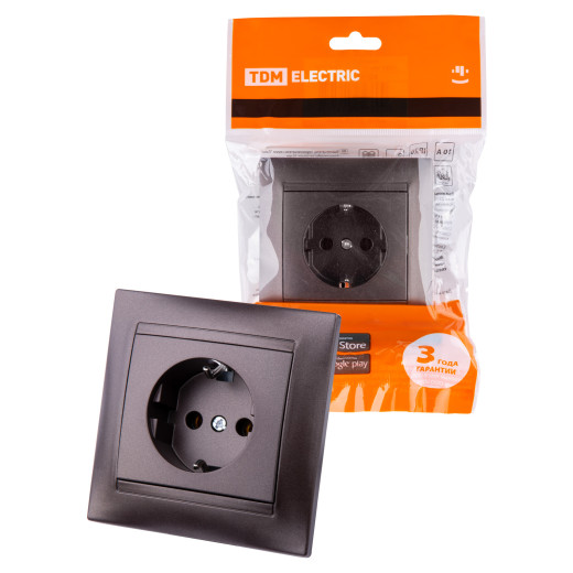 Розетка 2П+З 16А 250В шоколад 