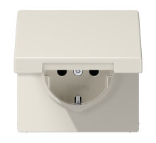 JUNG LS 990 Бежевая Розетка с/з с крышкой безвинт. зажим