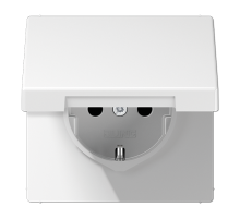 JUNG LS 990 Белая Розетка с/з с крышкой и защитой от прикосновения