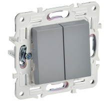 IEK SKANDY Серый Выключатель 2-клавишный проходной 10А SK-V05Gr