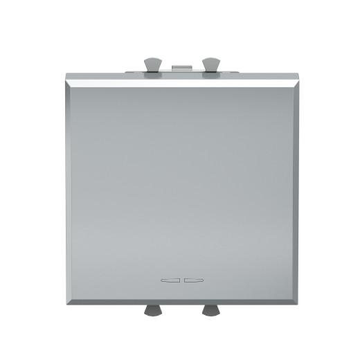 Выключатель одноклавишный модульный, Avanti, закаленная сталь, 2 модуля