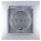 Simon 15 Алюминий Розетка 2Р+Е Schuko, со шторками, с крышкой, IP44, 16А, 250В, винт.заж.