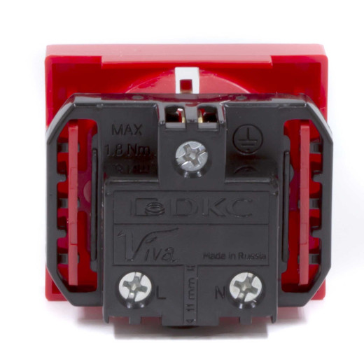 Розетка силовая 2Р+Е, со шторками, Viva, 2 мод., красная