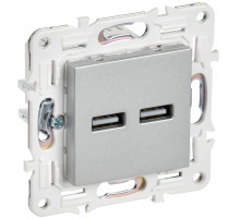 IEK SKANDY Серебряный Розетка USB A+A 3,1А SK-R15S