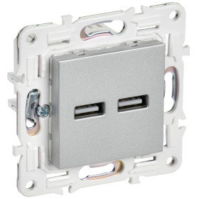 IEK SKANDY Серебряный Розетка USB A+A 3,1А SK-R15S