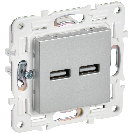 SKANDY Роз. USB A+A 3,1А SK-R15S сереб. IEK