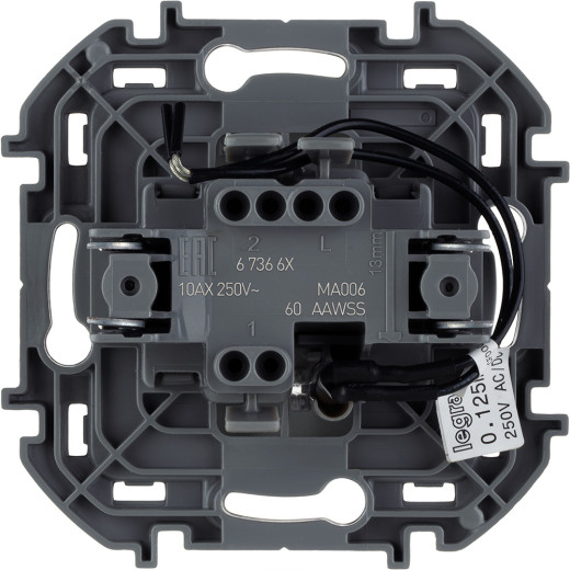 Переключатель одноклавишный с подсветкой/индикацией - Legrand/Daccord Inspiria - 10АХ 250В безвинтовые зажимы - алюминий