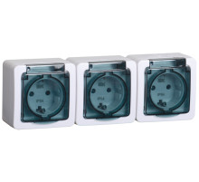 IEK GERMES PLUS РСб23-3-ГПБд Розетка 3м с з/к о/у IP54 (дымчатый)