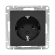 Механизм розетки, 16А, с заземлением, без шторок, чёрный Эпика EKF