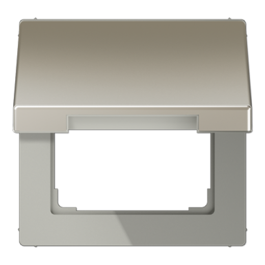 Крышка откидная для штепсельных розеток с платой 50×50 мм, благородная сталь