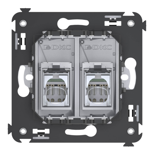 Компьютерная розетка RJ-45 в стену, кат.5e двойная экранированная, Avanti, закаленная сталь