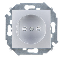Simon 15 Алюминий Розетка б/з, со шторками, 16А, 250В, винт.зажим