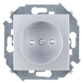 Simon 15 Алюминий Розетка б/з, со шторками, 16А, 250В, винт.зажим