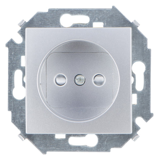 Simon 15 Алюминий Розетка 2P со шторками, 16А, 250В, винт.заж.