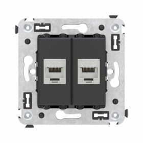 DKC Avanti Компьютерная розетка RJ-45 без шторки в стену, кат.6А двойная экранированная, 