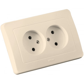 Hegel Мастер внутр Слоновая кость РС16-342-01 Розетка двойная, со шторками